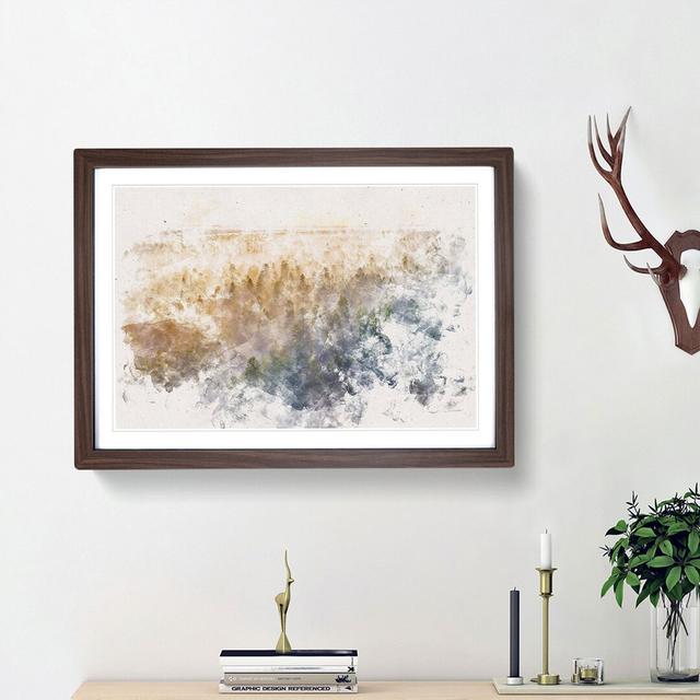 Fog Over The Forest Watercolour - Single Picture Frame Print on MDF East Urban Home Size: 40cm H x 60cm W x 2cm D, Frame Option: Walnut Framed on Productcaster.