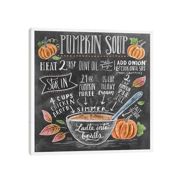 Pumpkin Soup Recipe Happy Larry Format: White Framed Canvas, Size: 66.04cm H x 66.04cm W x 3.81cm D on Productcaster.