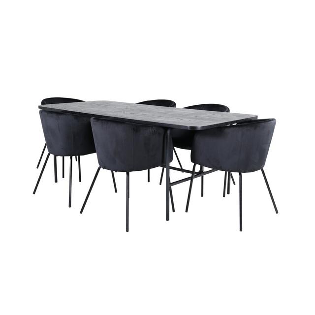 Dining Set, Wagram Dining Table With Berit Chairs Ivy Bronx Colour (Chair): Black, Colour (Table Top): Black on Productcaster.