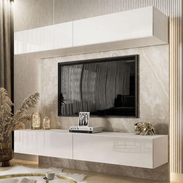 Valo Entertainment Unit for TVs up to 78" Latitude Run Colour: High-Gloss White on Productcaster.