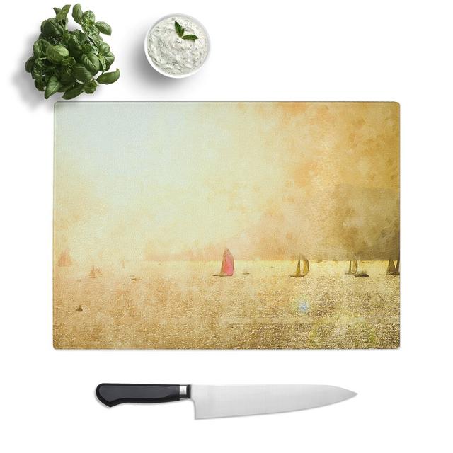 Sailing Boats Painting Chopping Board East Urban Home Size: 0.4cm H x 28.5cm W x 39cm L on Productcaster.