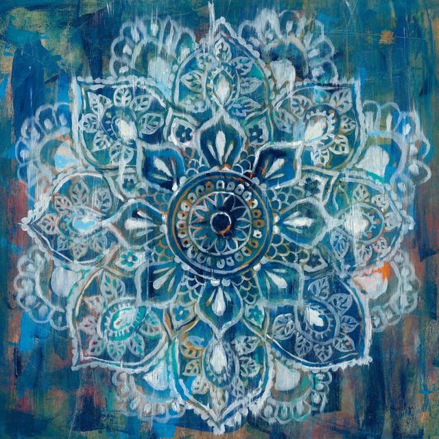 Mandala In Blue II by Danhui Nai - Wrapped Canvas Painting Langley Street Size: 122cm H x 122cm W on Productcaster.