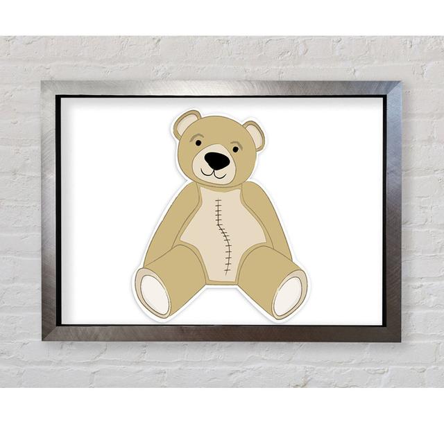 Stitched Up Teddy Lilac Framed Print Happy Larry Colour: White, Size: 59.7cm H x 84.1cm W x 3.4cm D, Format: Silver Framed Paper on Productcaster.