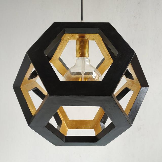 Chewelah 1 - Light Geometric Pendant Corrigan Studio Shade Colour: Black Gold on Productcaster.