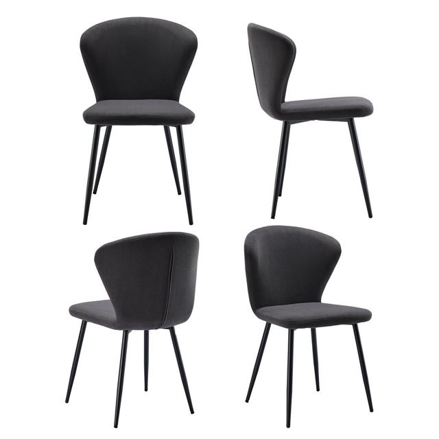 Oksana Corduroy Upholstered Upholstered Back Side Chair (Set of 4) Corrigan Studio Upholstery Colour: Dark Grey on Productcaster.