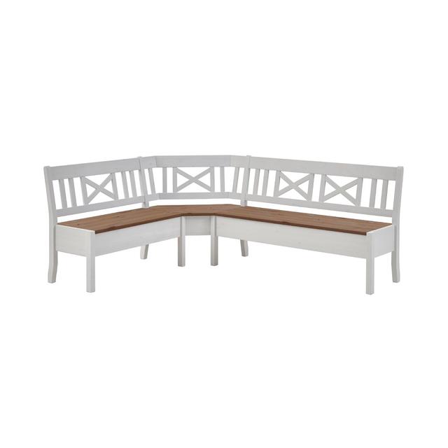 Pols Wood Bench August Grove Colour: White and amber, Size: 93cm H x 213cm W x 170cm D on Productcaster.