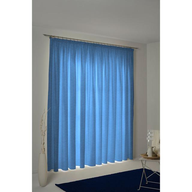 Jaylene Pencil Pleat Room Darkening Single Curtain Marlow Home Co. Colour: Blue, Panel Size: 132 W x 225 D cm on Productcaster.