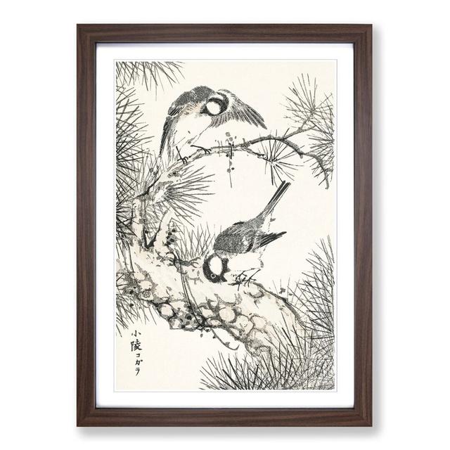 Japanese Willow Tit Birds by Numata Kashu - Picture Frame Painting Print East Urban Home Format: Walnut, Size: 91cm H x 60cm W x 2cm D on Productcaster.