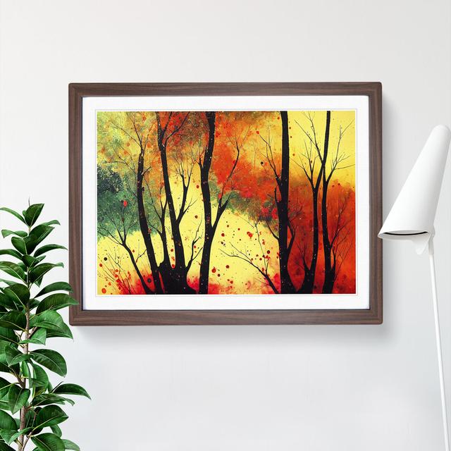 Colourful Autumn Forest Vol.2 Abstract - Single Picture Frame Painting Marlow Home Co. Frame Colour: Walnut, Size: 25cm H x 34cm W x 2cm D on Productcaster.