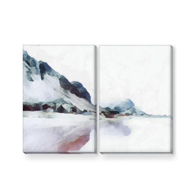 Pastel Mountains - 2 Piece Painting Set on Canvas Clock Canvas Format: Wrapped Canvas, Size: 90cm H x 120cm W x 3.8cm D on Productcaster.