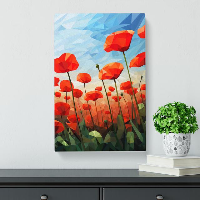 Poppy Field Cubism - Wrapped Canvas Print Marlow Home Co. Size: 50cm H x 35cm W x 3cm D on Productcaster.