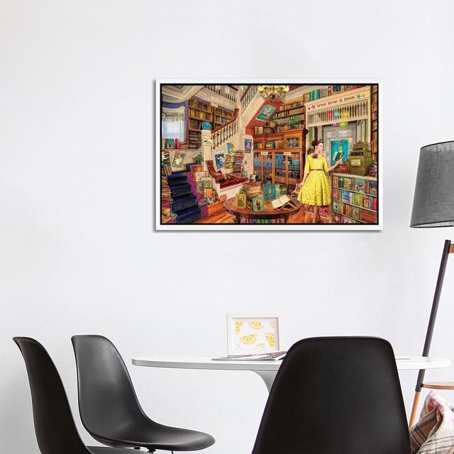 Wish Upon A Bookshop I by Aimee Stewart - Gallery-Wrapped Canvas Giclée on Canvas Rosalind Wheeler Format: White Framed, Size: 66.04cm H x 101.6cm W on Productcaster.