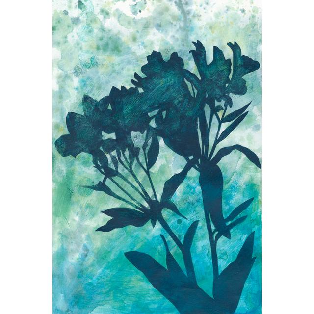 Indigo Floral Silhouette II by Megan Meagher - Wrapped Canvas Painting August Grove Size: 30cm H x 20cm W x 3.8cm D on Productcaster.