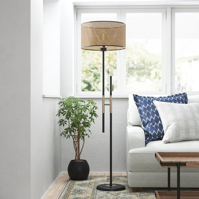 Kristina 165cm Traditional Floor Lamp Fernleaf Base Finish: Black on Productcaster.