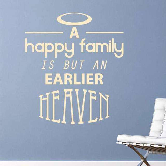 Happy Family Is But An Earlier Heaven Wall Sticker East Urban Home Size: Medium, Colour: Beige on Productcaster.