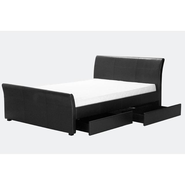 Shebeen Upholstered Storage Sleigh Bed ClassicLiving Size: Double (4'6), Finish: Black on Productcaster.