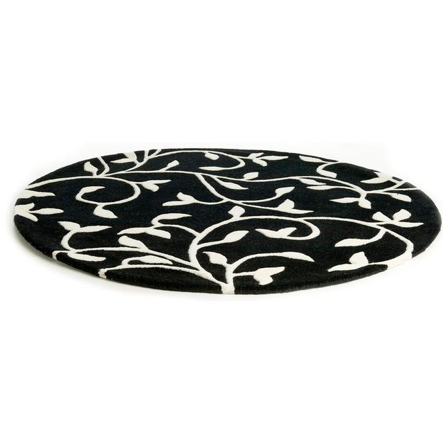 Cuthbertson Tufted Black/Ivory Rug Ebern Designs Rug Size: Round 180cm on Productcaster.