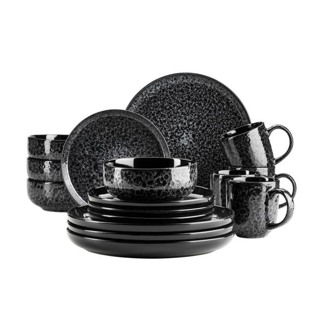 Brittainy 16 Piece Stoneware Dinnerware Set - Service for 4 Brayden Studio Colour: Black on Productcaster.