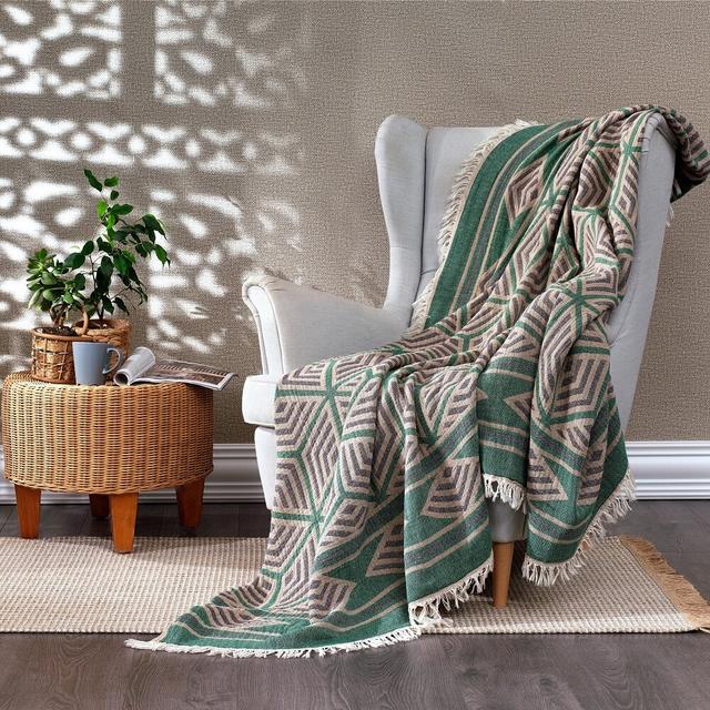 Lathan Ela Soft Blanket World Menagerie Size: W190 x L245cm, Colour: Bottle Green on Productcaster.