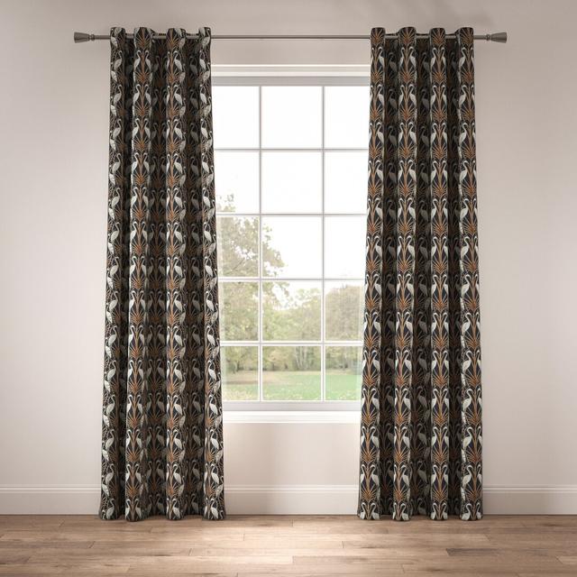 Made to Order - Nouveau Heron Eyelet Blackout Curtains The Chateau By Angel Strawbridge Panel Size: Width 380 x Drop 366 cm, Colour: Navy on Productcaster.