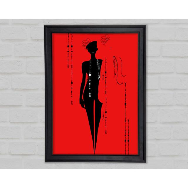 Diamond Female Red Framed Print Wall Art Happy Larry Size: 84.1cm H x 59.7cm W x 1.5cm D, Format: Matte Black Framed Paper on Productcaster.