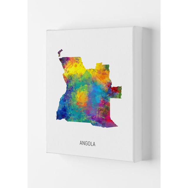 Angola Watercolour Map by Michael Tompsett - Graphic Art Latitude Run Format: Wrapped Canvas, Size: 42cm H x 29.7cm W x 4cm D on Productcaster.