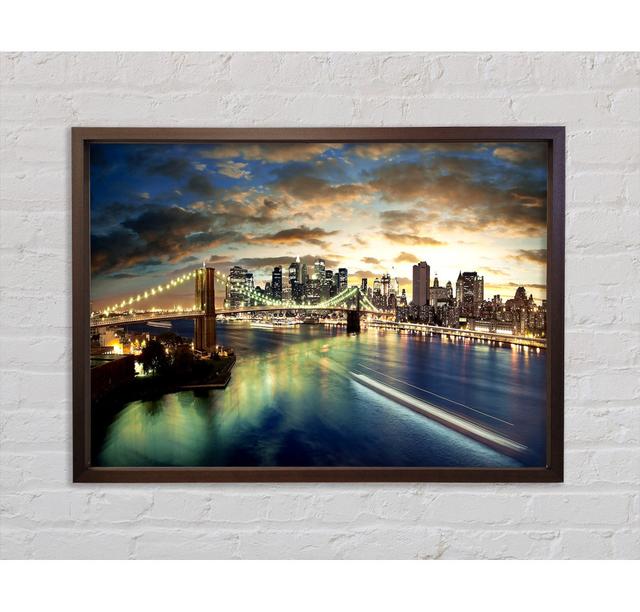 New York City Brooklyn Bridge View Framed Print Bright Star Size: 151.63cm H x 213.61cm W on Productcaster.