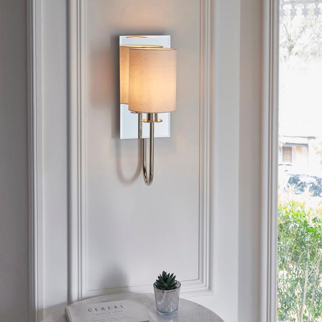 Everiz 1 - Light Dimmable Armed Sconce Fairmont Park Fixture Finish: Bright Nickel on Productcaster.