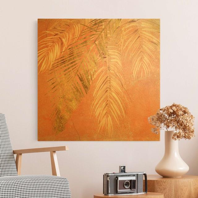 Pink and Gold I Palm Leaves - Wrapped Canvas Art Prints Bay Isle Home Size: 50cm H x 50cm W on Productcaster.