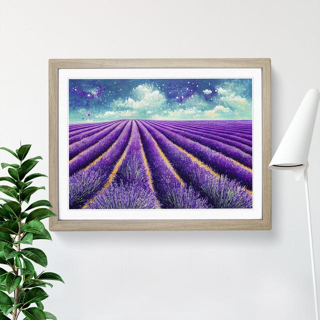 Brilliant Lavender Flower Field - Picture Frame Graphic Art Lily Manor Size: 46cm H x 64cm W x 2cm D, Frame Colour: Oak Framed on Productcaster.