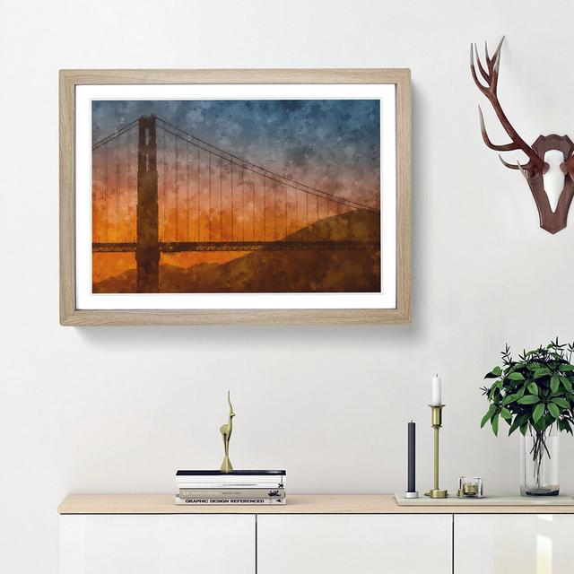 Sunset over Golden Gate Bridge - Picture Frame Painting Print East Urban Home Size: 24cm H x 33cm W x 2cm D, Frame Option: Oak Framed on Productcaster.