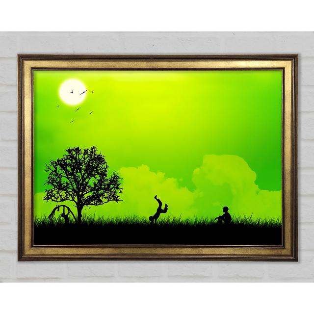 Children Playing Green - Print Rosalind Wheeler Size: 59.7cm H x 84.1cm W x 1.5cm D on Productcaster.