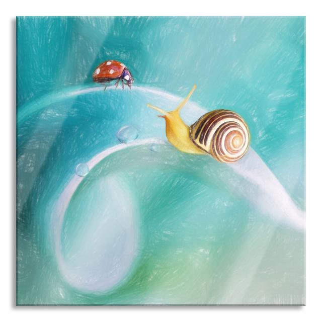 A Snail and a Ladybird - Unframed Painting on Glass Ophelia & Co. Size: 80cm H x 80cm W x 0.4cm D on Productcaster.