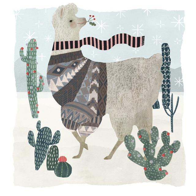 Holiday Llama I - Wrapped Canvas Art Print Happy Larry Size: 76cm H x 76cm W on Productcaster.