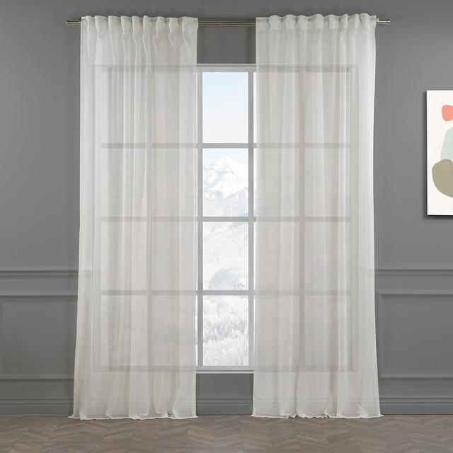 Extra Long & Extra Wide Faux Linen Sheer Curtain Panels (Set of 2) Lilijan Home & Curtain Panel Size: Width 280 x Drop 500cm, Colour: Beige on Productcaster.