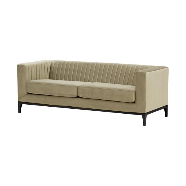 3-Sitzer Sofa Bulger aus Samt Canora Grey Polsterfarbe: Beige, Beinfarbe: Schwarz on Productcaster.