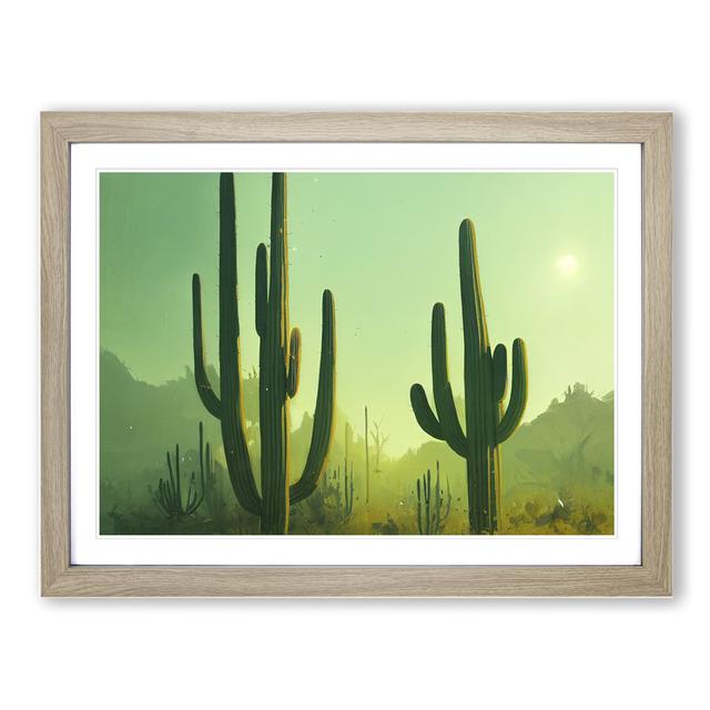 Cactus Desert View Vol.1 - Picture Frame Graphic Art Natur Pur Size: 34cm H x 46cm W x 2cm D, Format: Walnut on Productcaster.