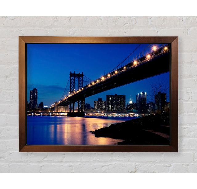 Brooklyn Bridge Peach Glow - Single Picture Frame Art Prints Ebern Designs Size: 42cm H x 59.7cm W x 3.4cm D on Productcaster.