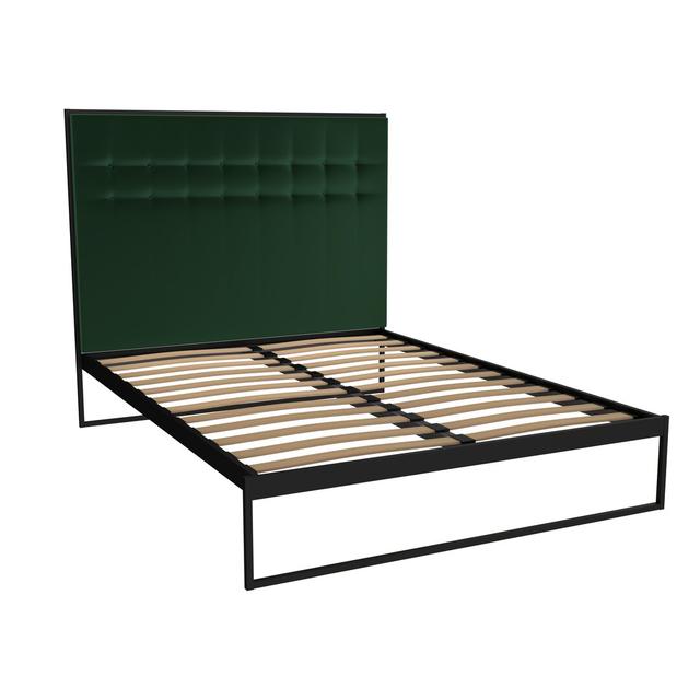 Euclid Upholstered Bed Frame Canora Grey Size: Double (4'6), Colour: Deep Green on Productcaster.