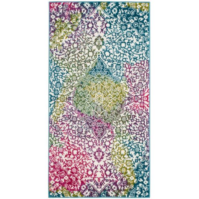 Wymore Damask Machine Woven Ivory/Fuchsia Area Rug Latitude Vive Rug Size: Rectangle 90cm x 150cm on Productcaster.