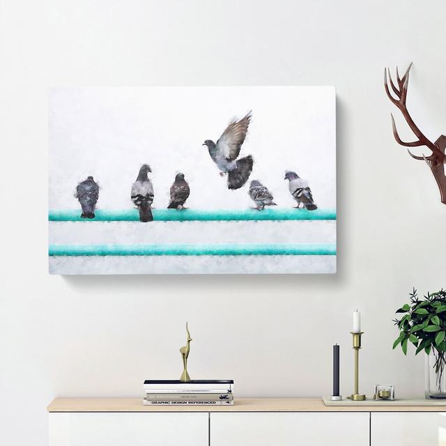 Pigeons - Wrapped Canvas Painting East Urban Home Size: 35cm H x 50cm W x 3cm D on Productcaster.