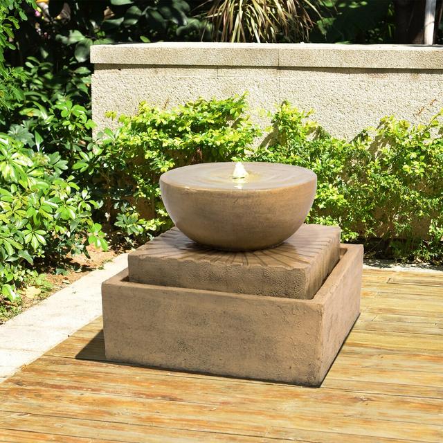 Hand Crafted Weather Resistant Floor Fountain with Light Teamson home on Productcaster.