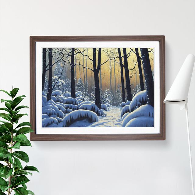 Winter Forest Sunrise Vol.1 - Picture Frame Graphic Art Alpen Home Frame Colour: Walnut, Size: 46cm H x 64cm W x 2cm D on Productcaster.