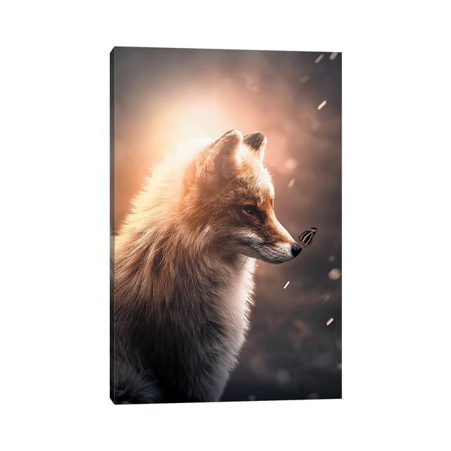 First Fox & Butterfly by Zenja Gammer - Print on Canvas Alpen Home Size: 30.48cm H x 20.32cm W x 1.91cm D, Format: Wrapped Canvas on Productcaster.