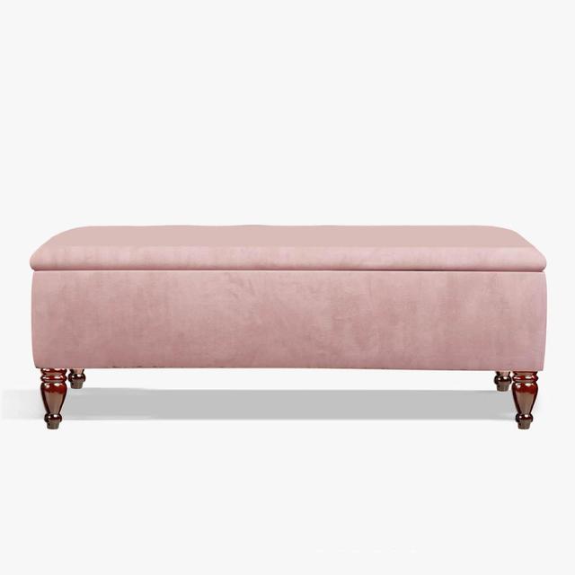 Lisbon Ottoman Bench with Storage, End of Bed Bench, Rectangle Coffee Table, Upholstered Footstools R&M Furnishers Upholstery Colour: Pink, Size: 45cm on Productcaster.