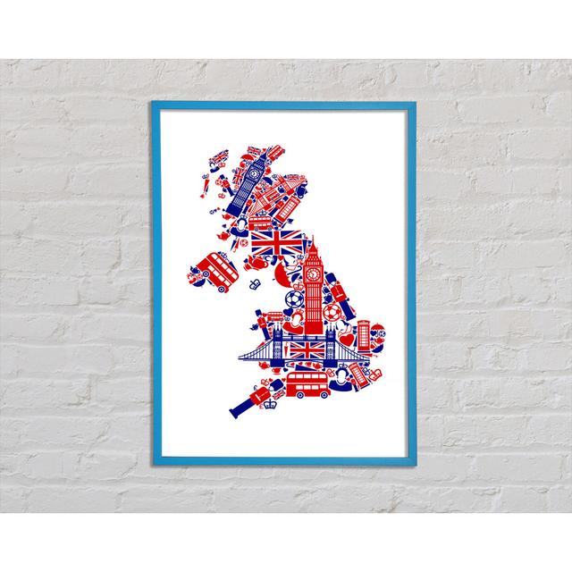 London Icons in the Shape of the UK - Single Picture Frame Art Prints Happy Larry Size: 21cm H x 29.7cm W x 2cm D on Productcaster.