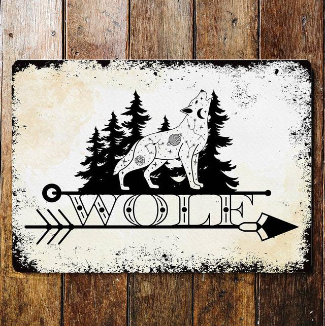 Howling Moon Wolf Mystical Metal Wall Sign Plaque East Urban Home Size: 40cm H x 60cm W on Productcaster.