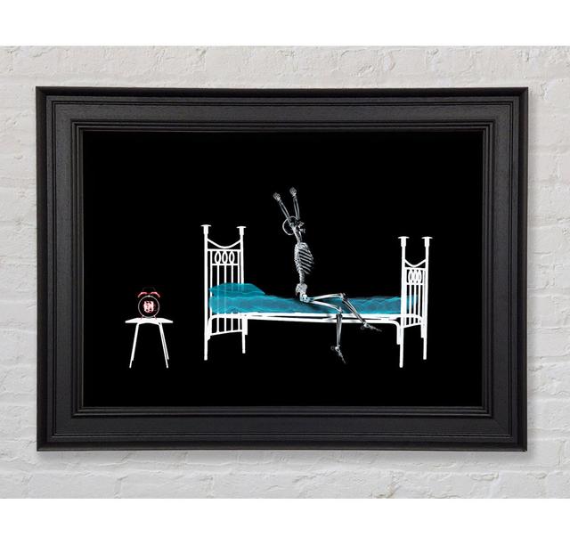 Skeleton Alarm Clock Framed Print Happy Larry Size: 21cm H x 42cm W on Productcaster.