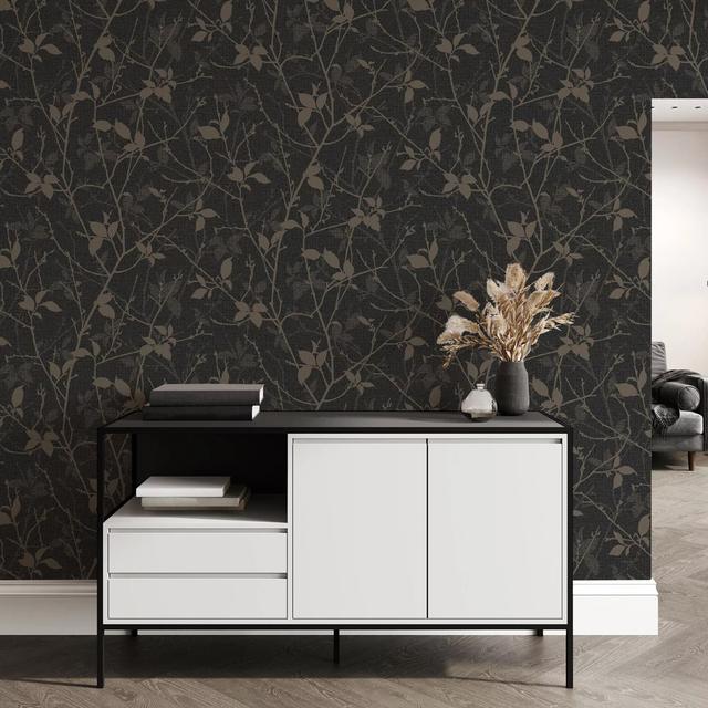 Belle 32.81m x 52cm Matte Wallpaper Roll Boutique Colour: Black on Productcaster.