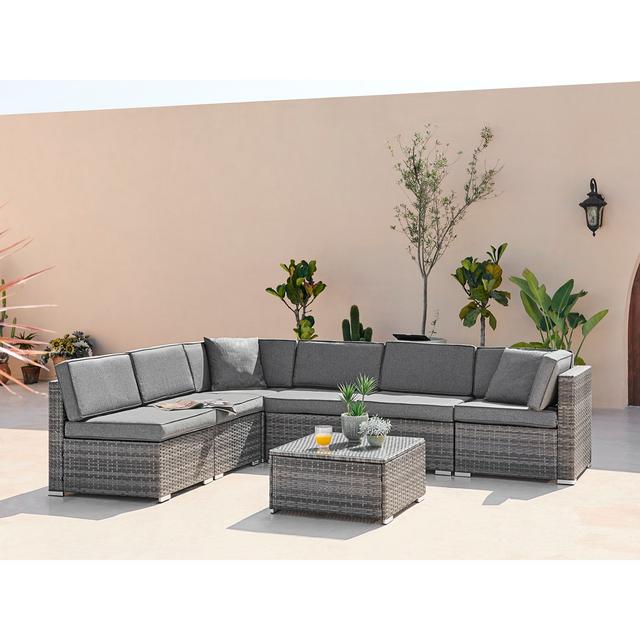 Miacomet Modular Garden Sofa and Table PE Rattan for Modern Gardens and Patios Sol 27 Outdoor Size: 6 Seat, Colour: Natural on Productcaster.